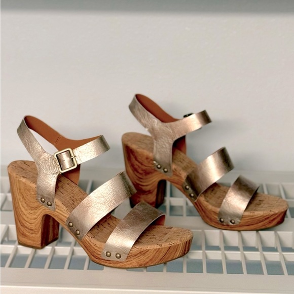 NIB‎ Kork-Ease Della Slingback Platform Sandal Light Gold Size 10 - Picture 8 of 14